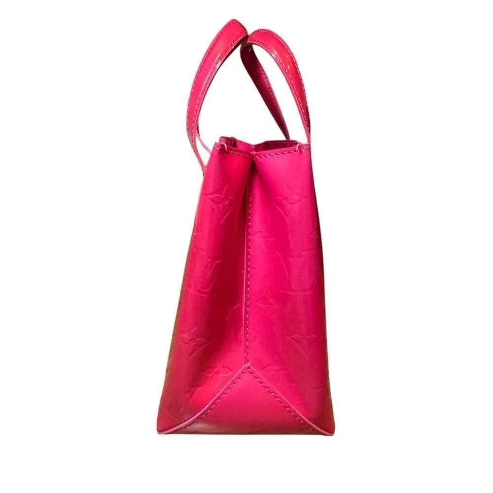 LOUIS VUITTON Rose Pop Vernis LV Monogram Leather Wishire PM Bag Auth RARE Ex+++